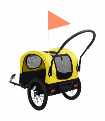 2-in-1 Pet Bike Trailer & Jogging Stroller Yellow and Black