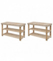 2-in-1 Shoe Rack with Bench Top 2 pcs Solid Wood