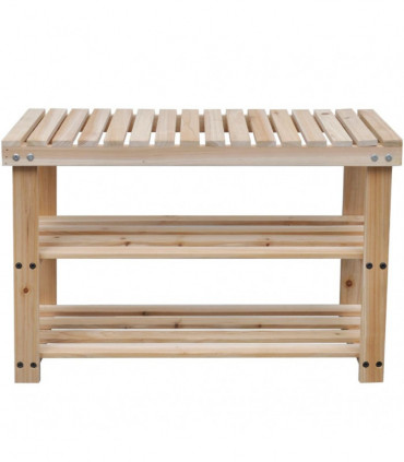 2-in-1 Shoe Rack with Bench Top 2 pcs Solid Wood
