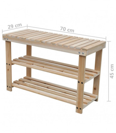 2-in-1 Shoe Rack with Bench Top 2 pcs Solid Wood