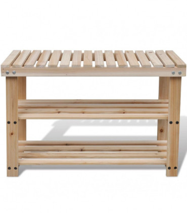 2-in-1 Shoe Rack with Bench Top Solid Fir Wood