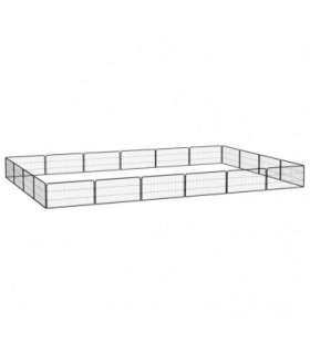 20-Panel Dog Playpen Black 100x50 cm Powder-coated Steel