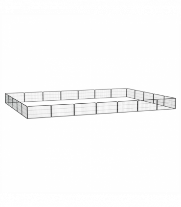 24-Panel Dog Playpen Black 100x50 cm Powder-coated Steel
