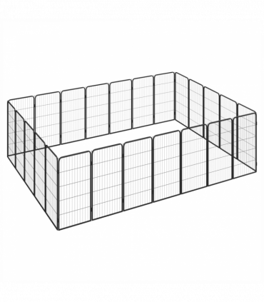 24-Panel Dog Playpen Black 50x100 cm Powder-coated Steel