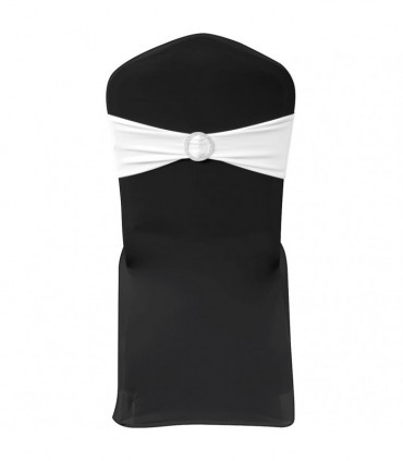 25 pcs White Stretchable Decorative Chair Band with Diamond Buckle