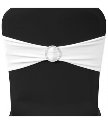 25 pcs White Stretchable Decorative Chair Band with Diamond Buckle