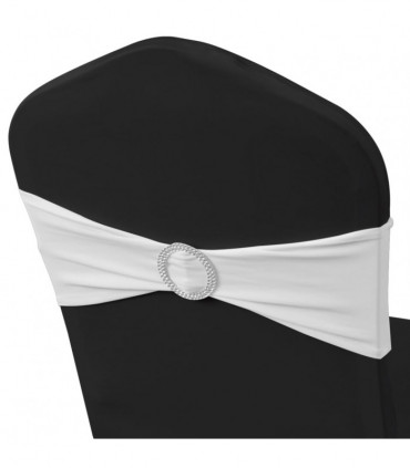 25 pcs White Stretchable Decorative Chair Band with Diamond Buckle