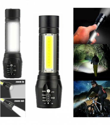 2Pcs Mini Zoomable LED Flashlight USB RechargeableCamping Hiking Flashlight Work light