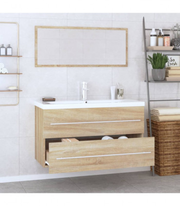 3 Piece Bathroom Furniture Set Sonoma Oak
