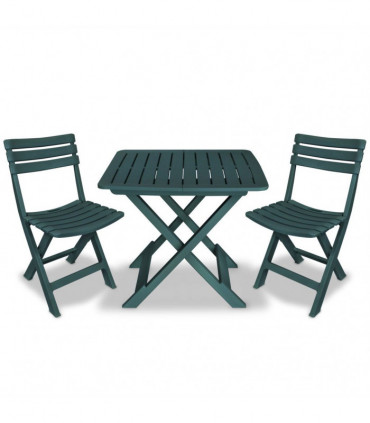 3 Piece Folding Bistro Set Plastic Green