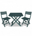 3 Piece Folding Bistro Set Plastic Green