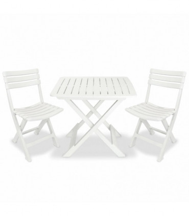 3 Piece Folding Bistro Set Plastic White