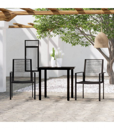 3 Piece Garden Dining Set Black