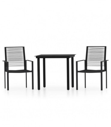 3 Piece Garden Dining Set Black