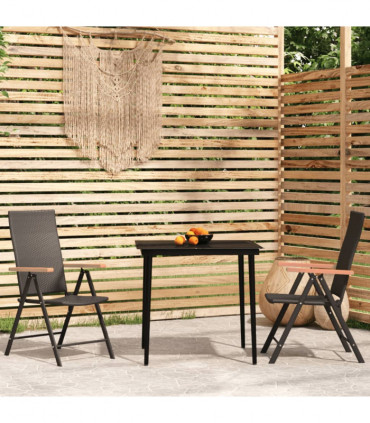 3 Piece Garden Dining Set Black