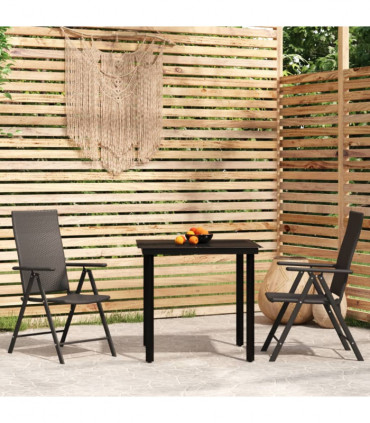 3 Piece Garden Dining Set Black