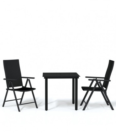 3 Piece Garden Dining Set Black