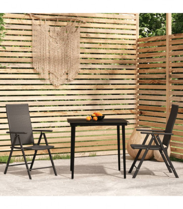 3 Piece Garden Dining Set Black