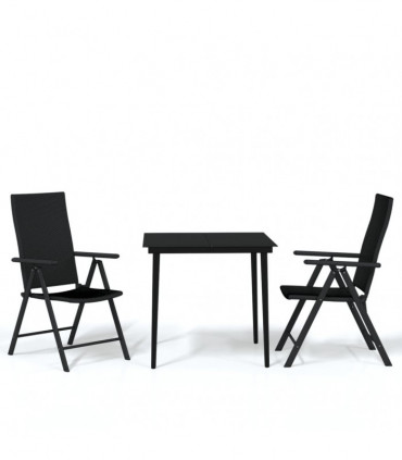 3 Piece Garden Dining Set Black