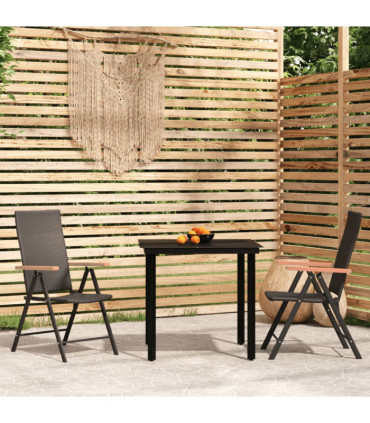 3 Piece Garden Dining Set Black