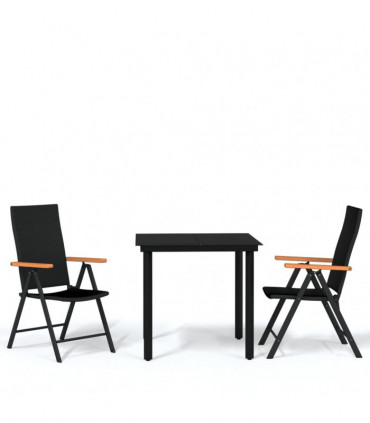 3 Piece Garden Dining Set Black