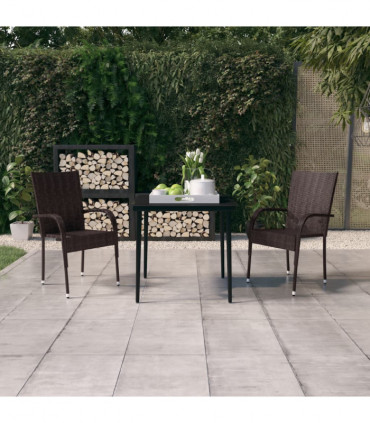 3 Piece Garden Dining Set Brown and Black