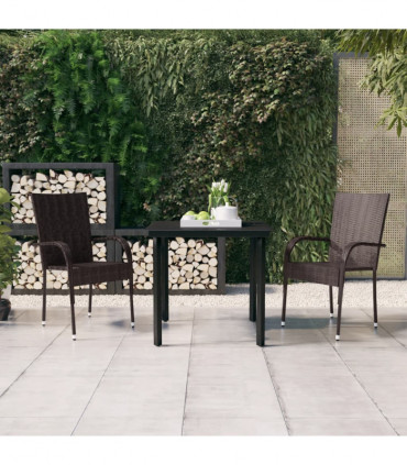 3 Piece Outdoor Dining Set Brown and Black