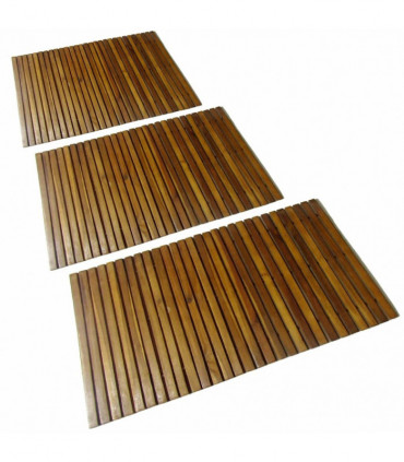 3 pcs Acacia Bath Mat 80 x 50 cm