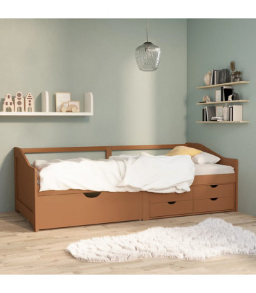 vidaXL 3-Seater Day Bed with Drawers Honey Brown Solid Pinewood 90x200 cm