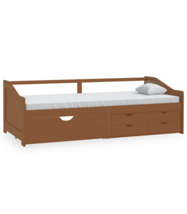 vidaXL 3-Seater Day Bed with Drawers Honey Brown Solid Pinewood 90x200 cm