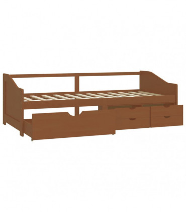 vidaXL 3-Seater Day Bed with Drawers Honey Brown Solid Pinewood 90x200 cm