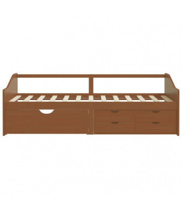 vidaXL 3-Seater Day Bed with Drawers Honey Brown Solid Pinewood 90x200 cm