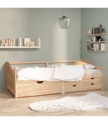 vidaXL 3-Seater Day Bed with Drawers Solid Pinewood 90x200 cm