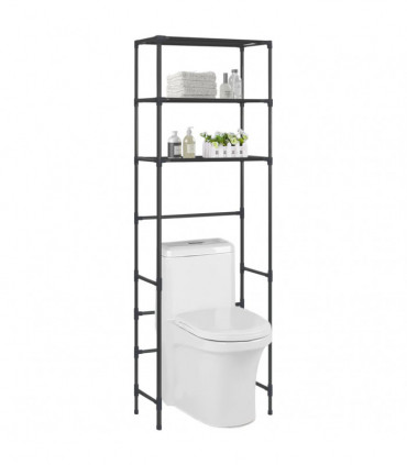 3-Tier Storage Rack over Toilet Black 53x28x169 cm