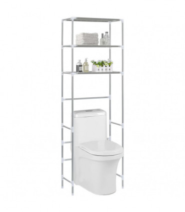 3-Tier Storage Rack over Toilet Silver 53x28x169 cm