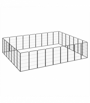 32-Panel Dog Playpen Black 50x100 cm Powder-coated Steel