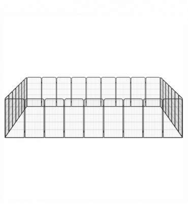 32-Panel Dog Playpen Black 50x100 cm Powder-coated Steel