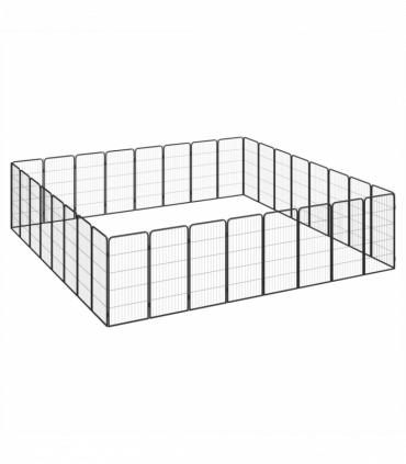32-Panel Dog Playpen Black 50x100 cm Powder-coated Steel