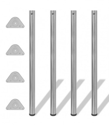 4 Height Adjustable Table Legs Brushed Nickel 1100 mm