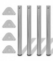 4 Height Adjustable Table Legs Brushed Nickel 710 mm