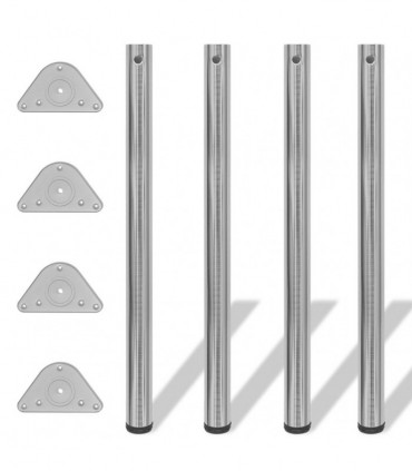 4 Height Adjustable Table Legs Brushed Nickel 870 mm