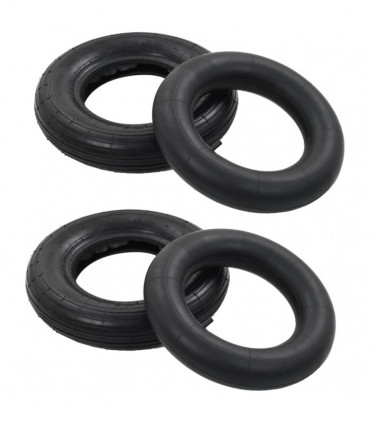 4 Piece Wheelbarrow Tire and Inner Tube Set 3.50-8 4PR Rubber