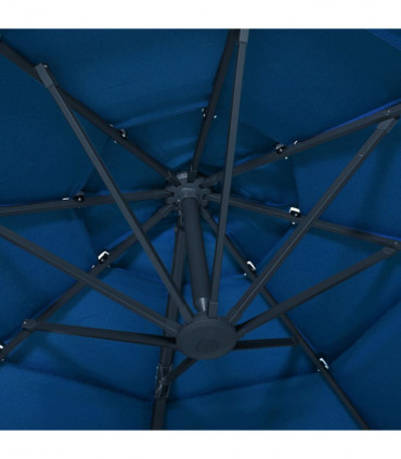 4-Tier Parasol with Aluminium Pole Azure Blue 3x3 m