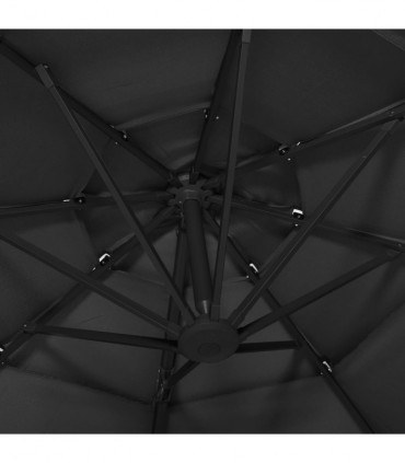 4-Tier Parasol with Aluminium Pole Black 3x3 m