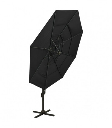 4-Tier Parasol with Aluminium Pole Black 3x3 m