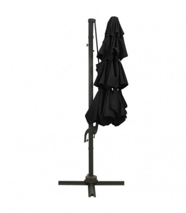 4-Tier Parasol with Aluminium Pole Black 3x3 m