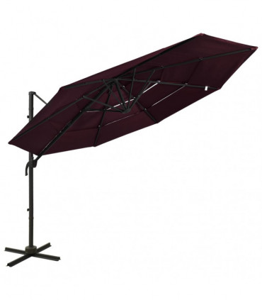 4-Tier Parasol with Aluminium Pole Bordeaux Red 3x3 m