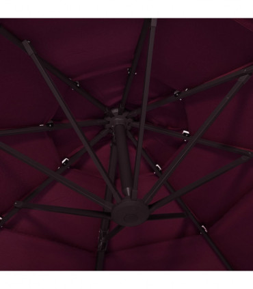 4-Tier Parasol with Aluminium Pole Bordeaux Red 3x3 m