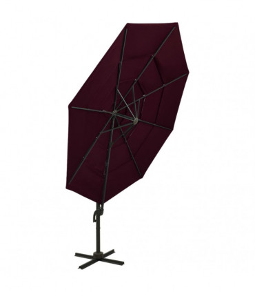 4-Tier Parasol with Aluminium Pole Bordeaux Red 3x3 m