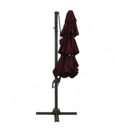 4-Tier Parasol with Aluminium Pole Bordeaux Red 3x3 m